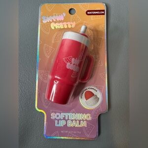 Sippin’ pretty red tumbler with straw Watermelon Softening Lip Balm - Red